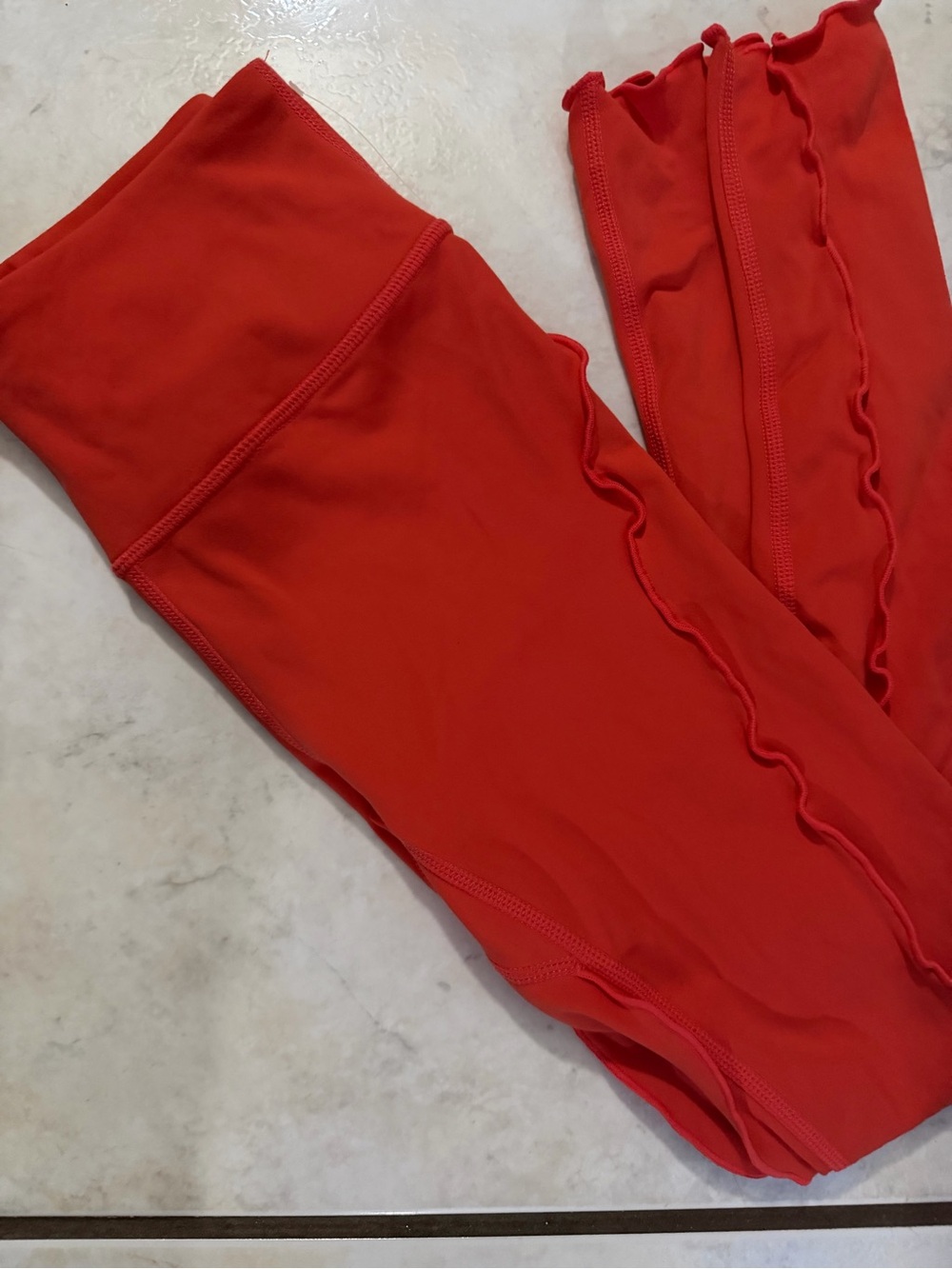 NWOT Free People Red Ruffle Seam Leggings